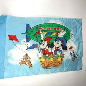 Vintage Disney Mickey and Minnie Air Mobile Air Balloon Pillowcase SET